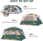 UNP 2/4/6/8 Person Tent, Portable Cabin Tent, Camping Tent 4-Person Easy Set Up, Waterproof with Top Rainfly for Outdoor Camping/Hiking