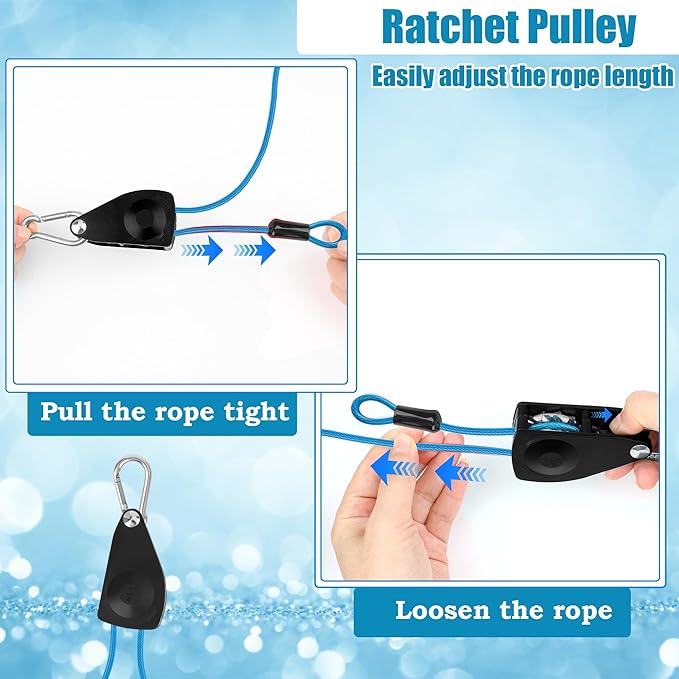 20FT Retractable Travel Clothesline, Adjustable Outdoor Clothesline Drying Clothes Line Laundry for Travel Camping, with Ratchet Pulley/ 2 Screws/ 2 Buckles (Blue)
