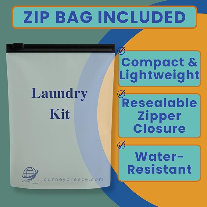Travel Laundry Detergent Sheets for Hand or Machine Wash and Travel Clothesline – Compact Sink Washing Detergent & Indoor Outdoor Drying Line for Hotels, Cruises & Camping