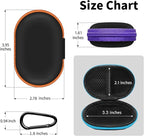for Earbuds Carrying Case, Small Oval Storage Cases, Tech Pouch, Portable Storage Earbud Pouch Bag for Earbuds, in-Ear Headphones, Earphones, Headsets, Hearing Aids, USB Charging Cable, Red