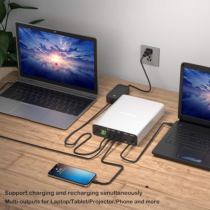 Krisdonia USB C Power Bank 64000mAh Emergency Portable Charger 100W PD3.0 Laptop External Battery for Laptop, MacBook Pro, Dell XPS, Lenovo and More