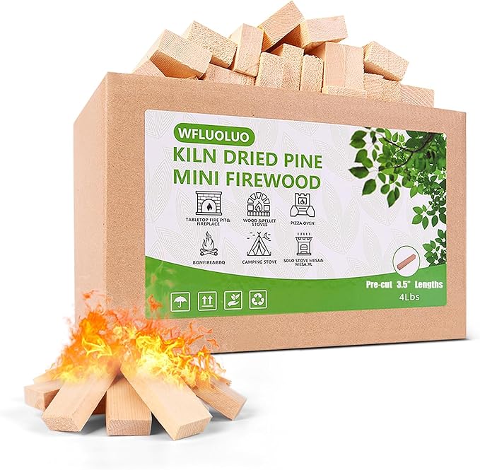 3.5" Lengths Mini Fire Sticks Wood,Pine Kiln Dried Firewood,Small Barkless Kindling Logs,Solo Stove Accessories Prefect for Solo Stove Mesa,Tabletop Fire Pit,Pizza Oven,4 Lbs