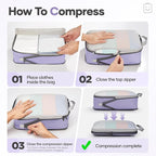 Veken 9/11 Set Compression Packing Cubes for Travel Essentials,Compressible Expandable Large Luggage Suitcase Organizer Bags for Clothing,Durable Space Saver Storage Bags(Purple Gray)