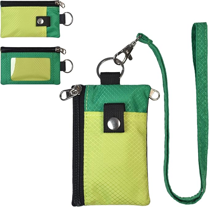 Minimalist RFID Blocking Small Wallet with ID Window,WaterResistant Zip Id Case Wallet with Lanyard Keychain for Cards,Cash,Travel,Women,Men