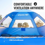Pop Up Beach Tent for 4 Person with UPF 50+ Protection，Automatic Easy Setup Waterproof Beach Shade，Lightweight and Portable Beach Tent Sun Shelter - Dark Blue