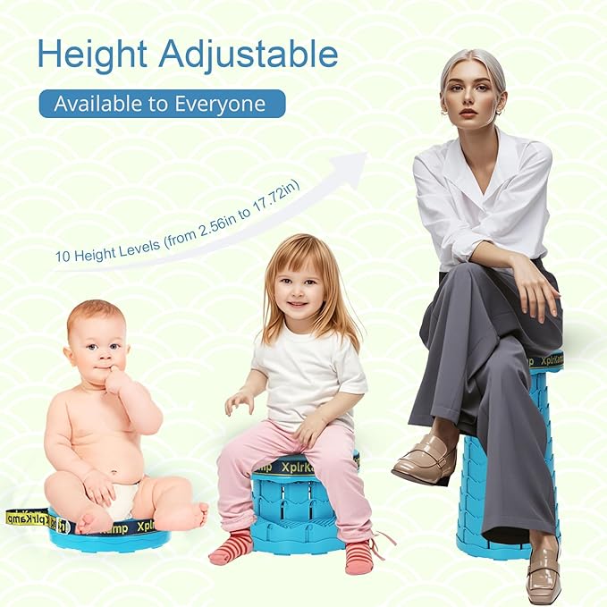 Upgraded Thickened Collapsible Stool, Portable Folding Stool Chair Lightweight But Sturdy Foldable Camping Stool, Retractable Telescopic Seat for Picnics Fishing Hiking BBQ (2, Lakeblue)