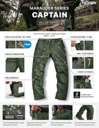 CQR Men's Flex Ripstop Tactical Pants, Water Resistant Stretch Cargo Pants, Lightweight EDC Hiking Work Pants