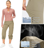 Womens Hiking Pants Quick Dry UPF 50 Lightweight Travel Golf Cargo Safari Pants Zipper Pockets