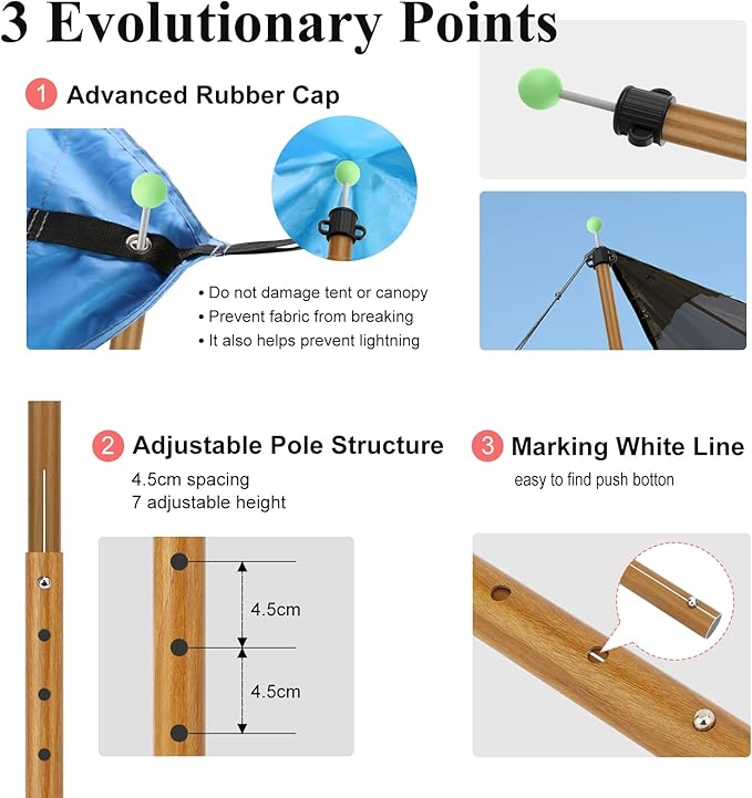 SAN LIKE Tarp Pole Camping Tent Poles Aluminum Telescopic Poles for Canopy Awning Shelter Backpacking Hiking 4/6 Section Easy Assembly Lightweight Adjustable from 50/29 in to 113.39/82.68 in (2 Set)