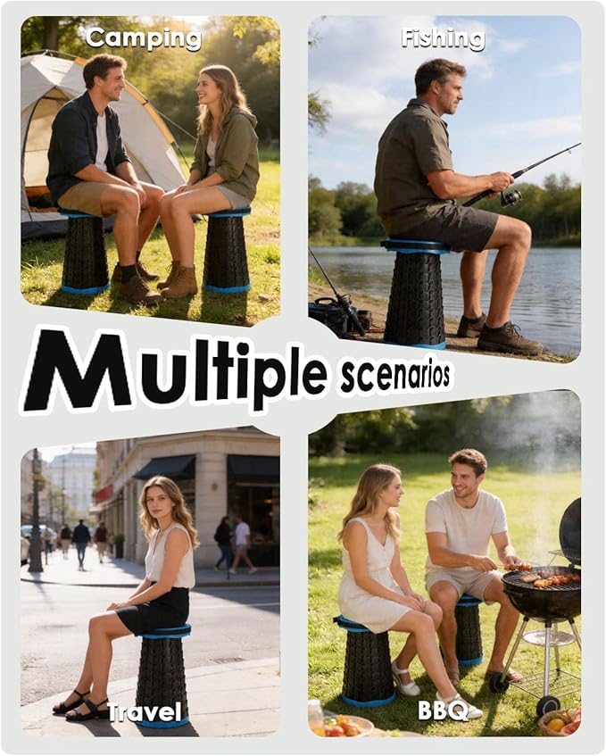 Spisces Upgraded Collapsible Stool,800 lbs Heavy Duty Capacity & Lightweight 2.6 lbs,18-Inch Portable Retractable Folding Stool for Adults,Camping,Fishing,BBQ,Travel