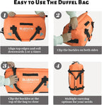 Waterproof Motorcycle Duffel Bag Roll Top Dry Duffel Bag with Quick-fixed Straps for Rafting, Boating, Kayaking, Travel, 50L(Orange)