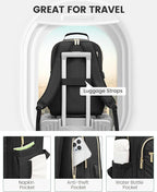 LOVEVOOK Laptop Backpack Purse for Women, Work Travel Computer Bags, College School Backpack for Student Girl, Quilted Casual Daypack with USB Port, Fit 15.6 Inch Laptop, Black
