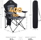 EVER ADVANCED Folding Camping Chair with High Back Padded 2 Pack Oversized Portable Lawn Chairs Lightweight Sturdy Steel Foldable Outdoor Camp Chair for Adults, Black