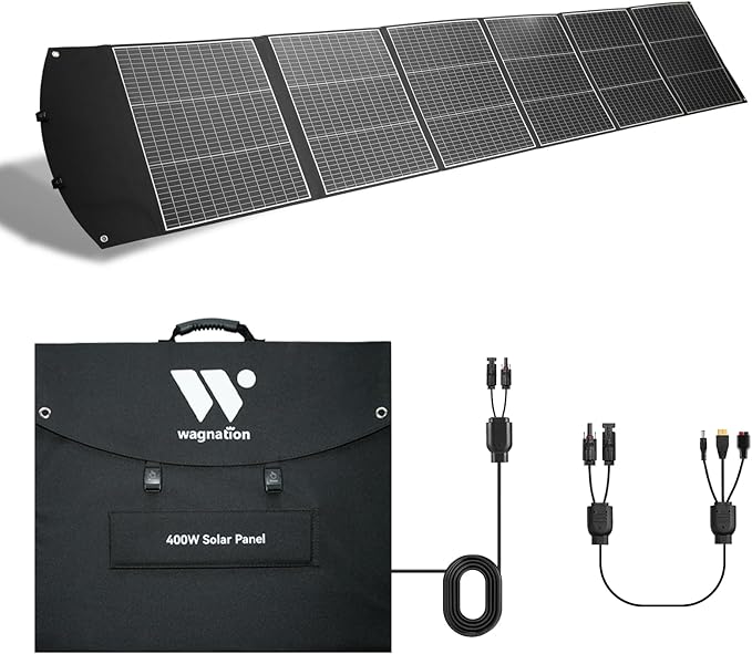 400 Watt Portable Solar Panel, 40V Foldable Solar Panel Charger with Kickstands, MC4 Output for Power Station/Solar Generator, High Efficiency IP65 Waterproof for Camping Hiking RV Blackout
