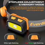 EverBrite Rechargeable Headlamp - 350 Lumens Headlight with Red/Green Light and Tail Light, 7 Lighting Modes with Memory Function, Perfect for Trail Running, Camping and Hiking