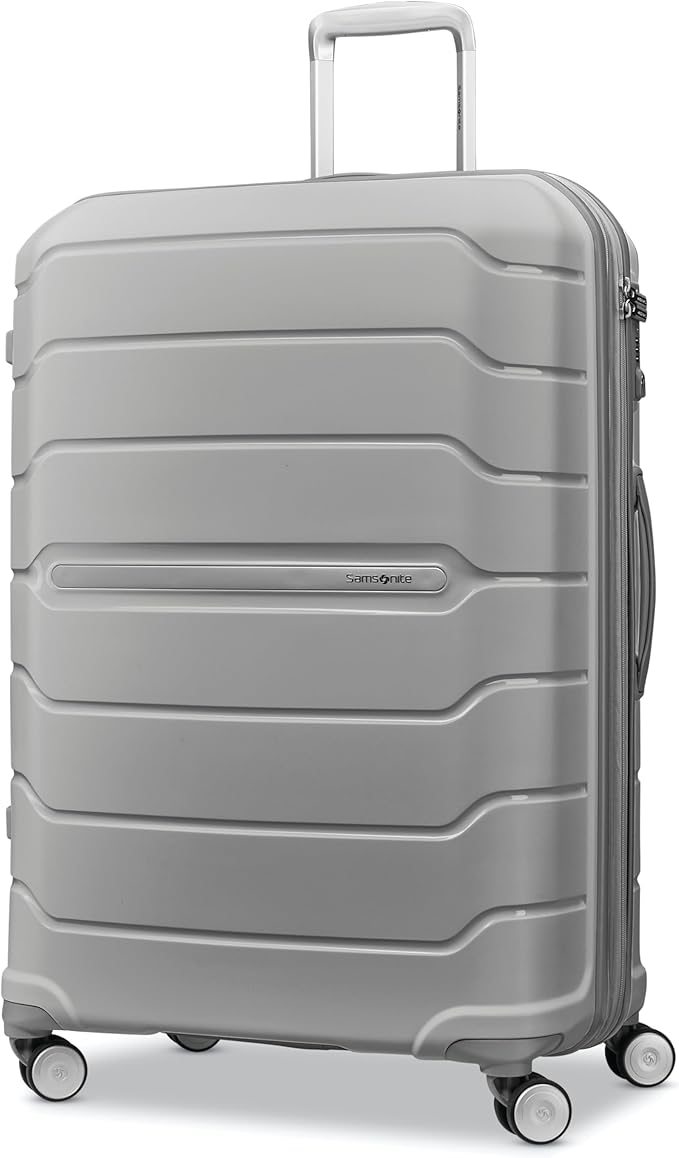 Samsonite Freeform Large Checked Luggage with Dual 360° Spinner Wheels - TSA Lock, Airline-Approved - Lightweight Durable Polypropylene Expandable Hardshell - Light Grey