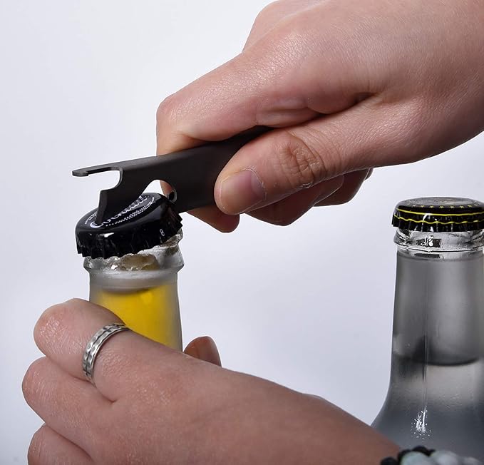 Boundless Voyage Utility Cutlery Set Titanium Spoon Fork Knife & Bottle Opener for Travel Camping in Easy to Store Cloth Case Ti1066T