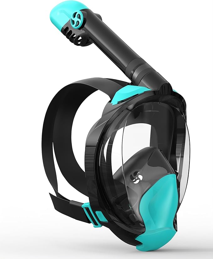 Zenoplige Full Face Snorkel Mask Adults,Dry-Top Snorkeling Gear with Camera Mount,Foldable 180-Degree Panoramic Scuba Mask for Snorkeling Diving Swimming Travel,Snorkel Mask Anti-Fog & Anti-Leak
