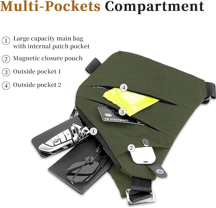 Anti Theft Crossbody Travel Bag for Women Men,Multi-pocket Crossbody Bag,Slim Sling Bag with Adjustable Strap