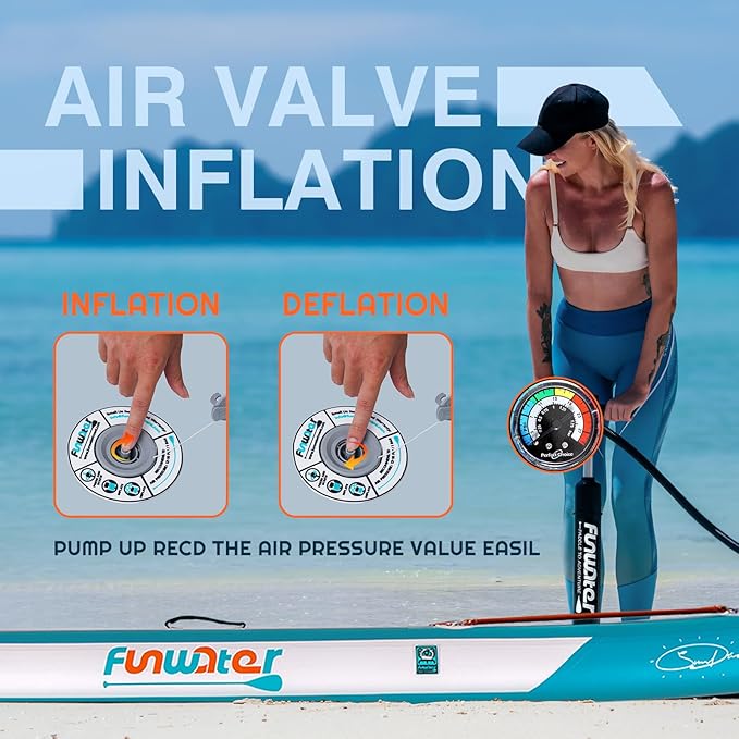 FunWater Inflatable Stand Up Paddle Board with Premium SUP Paddleboard Accessories, Anti-Slip EVA Deck, 11'/10'6'' Paddle Boards for Adults & Youth of All Skill Levels
