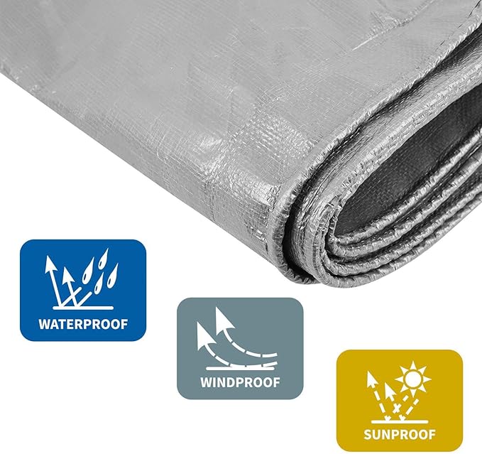Heavy Duty 10 Mil Tarp Cover Waterproof UV Resistant Tarpaulin Used for Outdoor, Hunting, Camping, Backpacking, Canopy Tent, Ground Tarp, Cover Boat, Motorcycles, Roofs, Wood