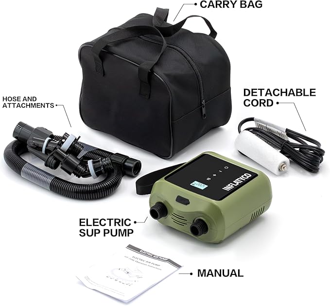 Portable Paddle Board Pump Electric Sup Air Pump, Battery Powered High Pressure Inflator with Cordless & Corded Mode for Inflatable Standup Paddleboard Kayak Tent Boat Dinghy Raft