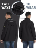 TACVASEN Men's Rain Jacket Lightweight Windbreaker with Hooded Water Resistant Outdoor Raincoat for Hiking Travel Camping