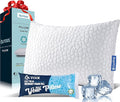 QUTOOL Shredded Memory Foam Pillows for Sleeping Queen Size, Cooling Gel Pillows for Hot Sleepers Adjustable Bed Pillow for Side and Back Sleeper, Breathable, Neck Support, White, Gift for Women Men