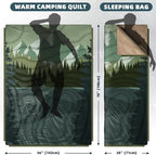 Outdoor Camping Blanket with Sherpa Lining, Extra Warm Thick Camp Blankets and Puffy Ultralight Soft Poncho DWR Camping Quilt for Cold Weather, Adventure, Sleeping, Backpacking 78"x 56"