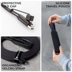 Rolling Square, inCharge XL, 6-in-1 Multi Charging Cable, 100W Ultra-Fast Charging Power, 10 Ft/3m, Urban Black