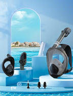 Zenoplige Full Face Snorkel Mask Adults,Dry-Top Snorkeling Gear with Camera Mount,Foldable 180-Degree Panoramic Scuba Mask for Snorkeling Diving Swimming Travel,Snorkel Mask Anti-Fog & Anti-Leak