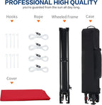 10'x10' Pop Up Canopy Tent with 1 Sidewall and 6 Pockets, One Push Setup, Instant Shade Tent with Vented Roof for Beach Patio Outdoor, Case, 8 Stakes, 4 Ropes, 4 Sandbags (Red, 10x10)