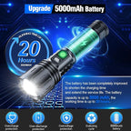 Tactical Rechargeable Flashlights 2000 High Lumens - 20H Runtime, Long Beam Super Bright LED Pocket Flash light IPX5 Waterproof for Camping, 5 Modes, Zoomable, Compact Flashlight for Camping, 2pcs