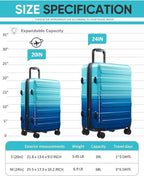 Tolino Carry on Luggage 22x14x9 Airline Approved-20 Inch Hardside Suitcase with Wheels TSA Lock, PC+ABS Lightweight Carry on Suitcases for Women and Men
