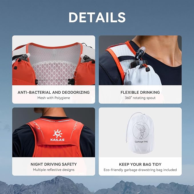 KAILAS FUGA AIR 8 Ⅳ Running Hydration Vest Hydration Pack Lightweight with Two TPU Water Bladders for Women Men Trail Cycling Hiking