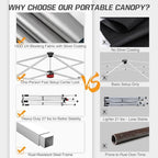 EAGLE PEAK 10x10 Slant Leg Pop-up Canopy Tent Easy One Person Setup Instant Outdoor Beach Canopy Folding Portable Sports Shelter 10x10 Base 8x8 Top (Brown)