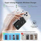 Magnetic Portable Charger for iPhone with Built-in Cables, 6-in-1 10800mAh Power Bank with iWatch Charger & LCD Display,25W PD Fast Charging Battery Pack for Magsafe,iPhone 16/15/14/13/12,Apple Watch