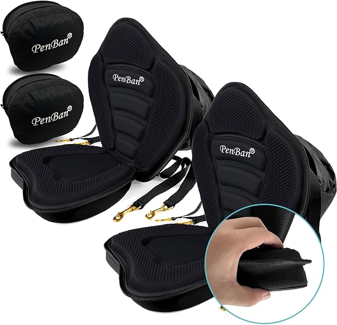 Universal Deluxe Kayak Seat Cushion with Storage Bag for Kayak,Padded Boat,SUP,Canoe,Fishing Boat,Seats with 4 Adjustable Straps