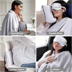 Travel Blanket, Ultra-Soft, Warm & Lightweight Travel Blanket Airplane with Bag, 65x40 in, Airplane Travel Essentials for Women, Men & Kids, Included Eye Mask, Luggage Sleeve & Backpack Clip