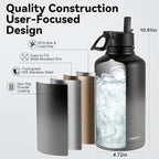 KXIAOCHEN Insulated Water Bottle, Stainless Steel Water Bottle, 2 Lids (Straw and Handle Lid),Wide Mouth Metal Water Bottles Keep Hot and Cold, Double Walled, Thermo Mug, Metal Canteen