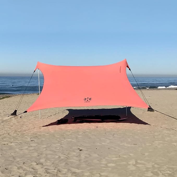 Neso Gigante - Portable Beach Tent - Ideal to Enjoy with Family and Friends - UPF 50+, Water-Resistant, and Lightweight - Coral, 11' x 11'