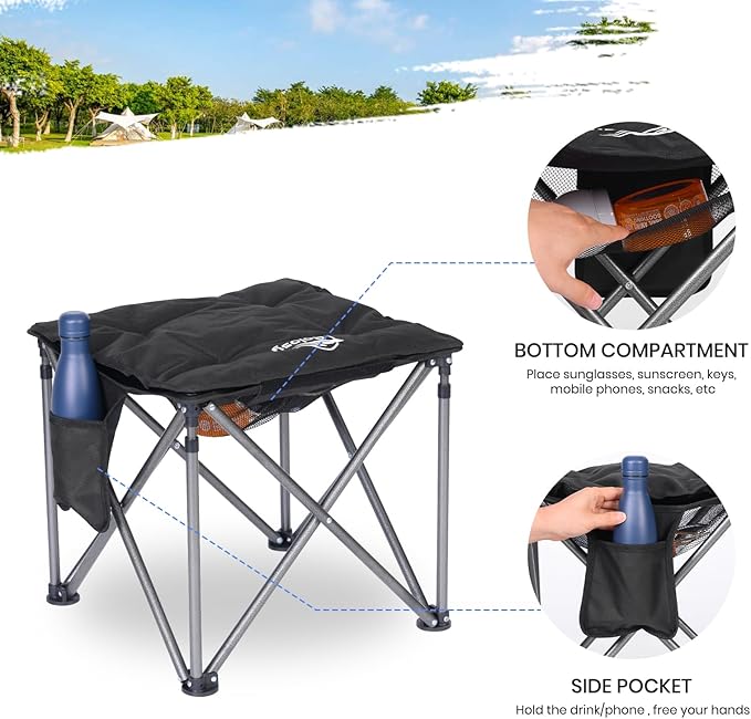Bolosy Camping Stool with Removable Padded Folding Outdoor Stool Camping Stool Padded Oversized Ottoman Camping Chair Foot Rest Camp Stool Folding Stools