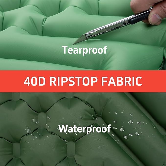 Camping Sleeping mat and Inflatable Pillow - Set, Portable, Ultra-Light, Thickened, Quick to inflate in 30s, can be Spliced. Suitable for Backpacking, Hiking, Camping and Other Scenes