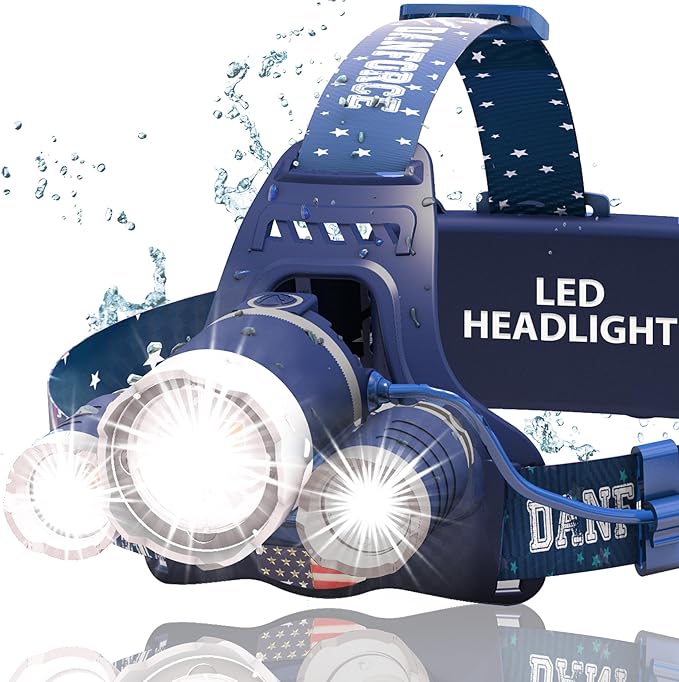 DanForce Headlamp. USB Rechargeable LED Head Lamp. Ultra Bright LUMINUS 1080 Lumen Head Flashlight + Red Light. HeadLamps for Adults, Camping, Outdoors & Hard Hat Work. Zoomable IPX54 Headlight