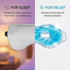 ASUTRA Silk Eye Pillow for Sleep, Silver - Filled w/Lavender Buds & Flax Seeds, Weighted Eye Mask, Meditation & Light Blocking Blindfold, Cooling Gel Mask Included