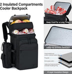 Backpack Cooler, 40 Cans Soft Leak Proof Picnic Backpack, Hanke Portable 2 Insulated Compartments Cooler Backpack Water Resistant for Lunch Beach Travel Camping Picnic Hiking (Black)