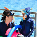 Kids Mask Fins Snorkel Set Snorkeling Packages, with Diving Mask, Snorkel, Adjustable Swim Fins, Mesh Bag, Anti-Fog Anti-Leak Snorkeling Gear for Kids for Snorkeling Swimming Diving