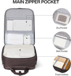 Hanke Softside Underseat Carry On Luggage with Wheels,Travel Luggage Rolling Bag Small Suitcase，Coffee, Underseater 16-Inch