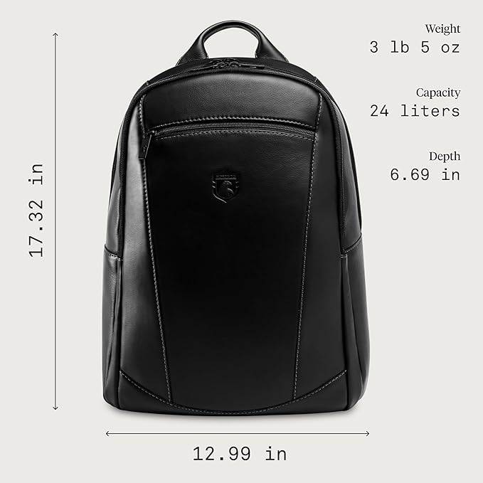 Nordweg Leather Laptop Backpack NW074B – Lightweight Daypack for Work, Travel & College – Fits Laptops up to 15.6” (Black)
