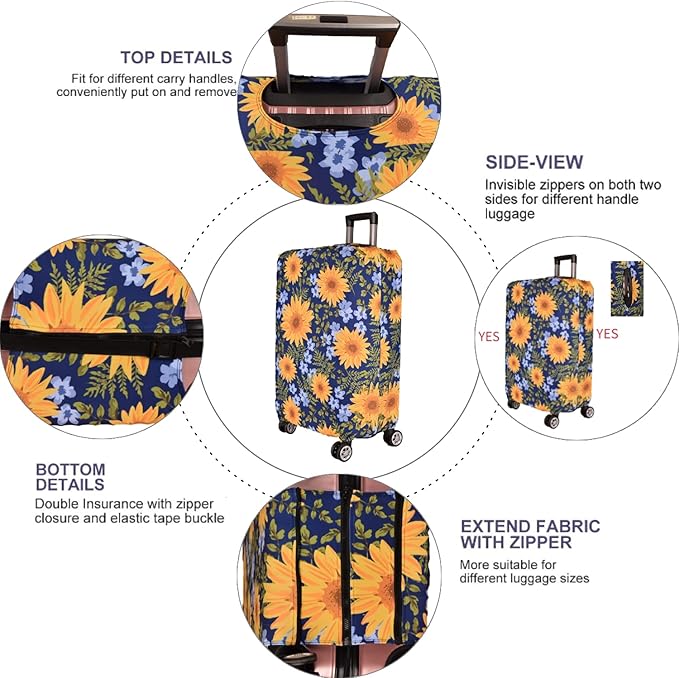 Luggage Cover£¬ Suitcase Covers 19-30 Inch Expandable Anti-Scratch Luggage Protector Flower for Carry on Luggage S 19-20IN